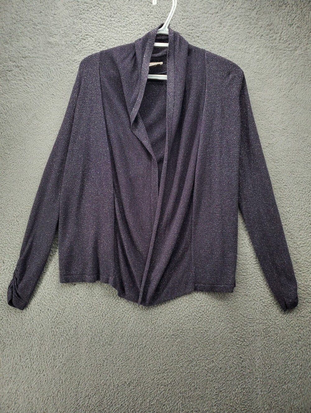 Ann Tayor LOFT Metallic Shimmer Open Front Draped Cardigan Womens XS